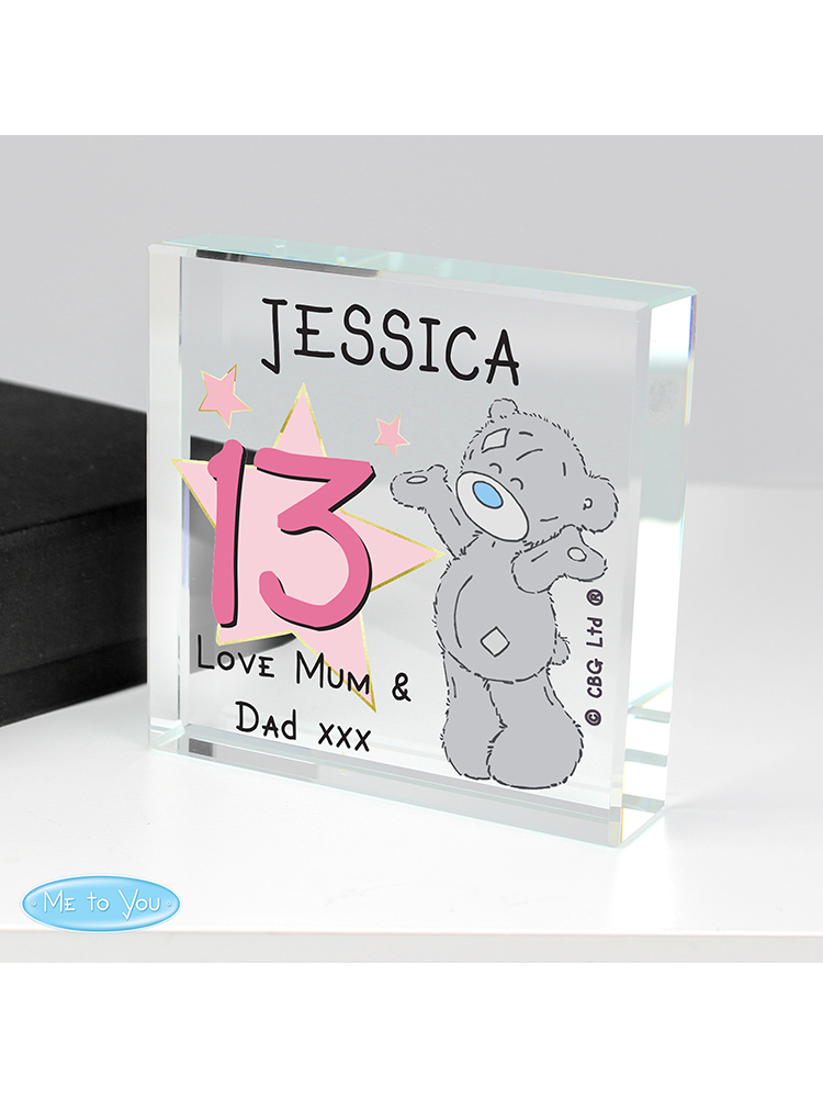 Personalised Me To You Sparkle & Shine Birthday Large Crystal Token
