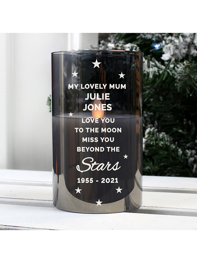 Personalised Miss You Beyond The Stars Black LED Candle