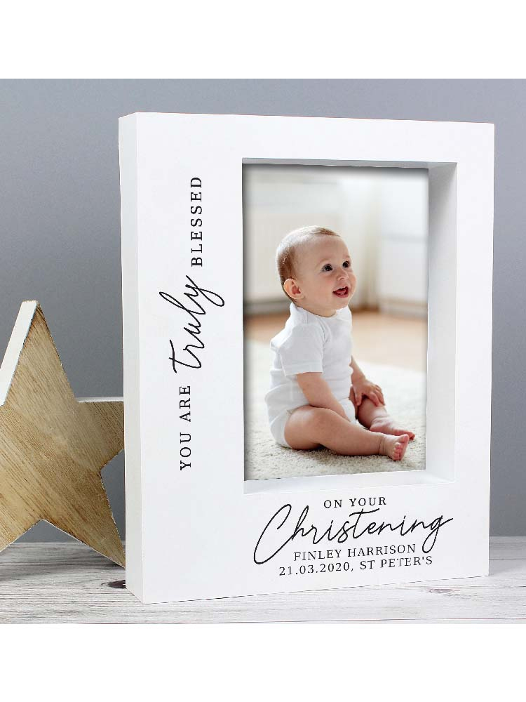 Personalised 'Truly Blessed' Christening 7x5 Box Photo Frame