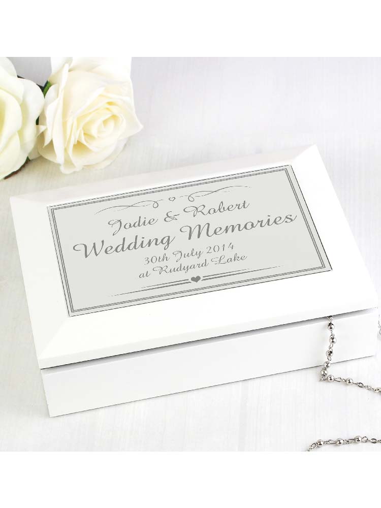 Personalised Silver Elegant Wooden Jewellery Box