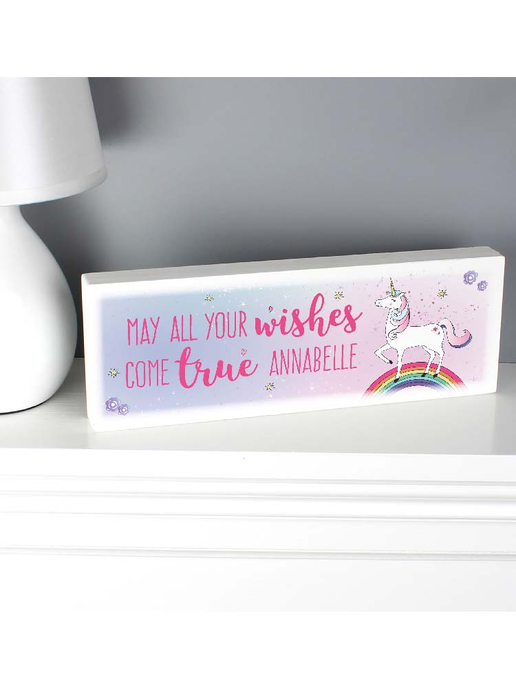 Personalised Unicorn Wooden Block Sign