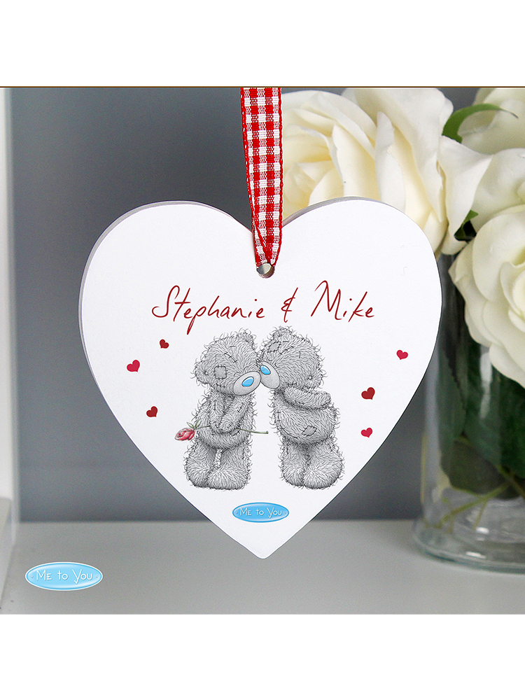 Personalised Me to You Couples Wooden Heart Decoration