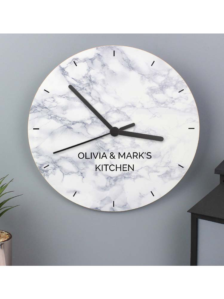 Personalised Marble Effect Wooden Clock