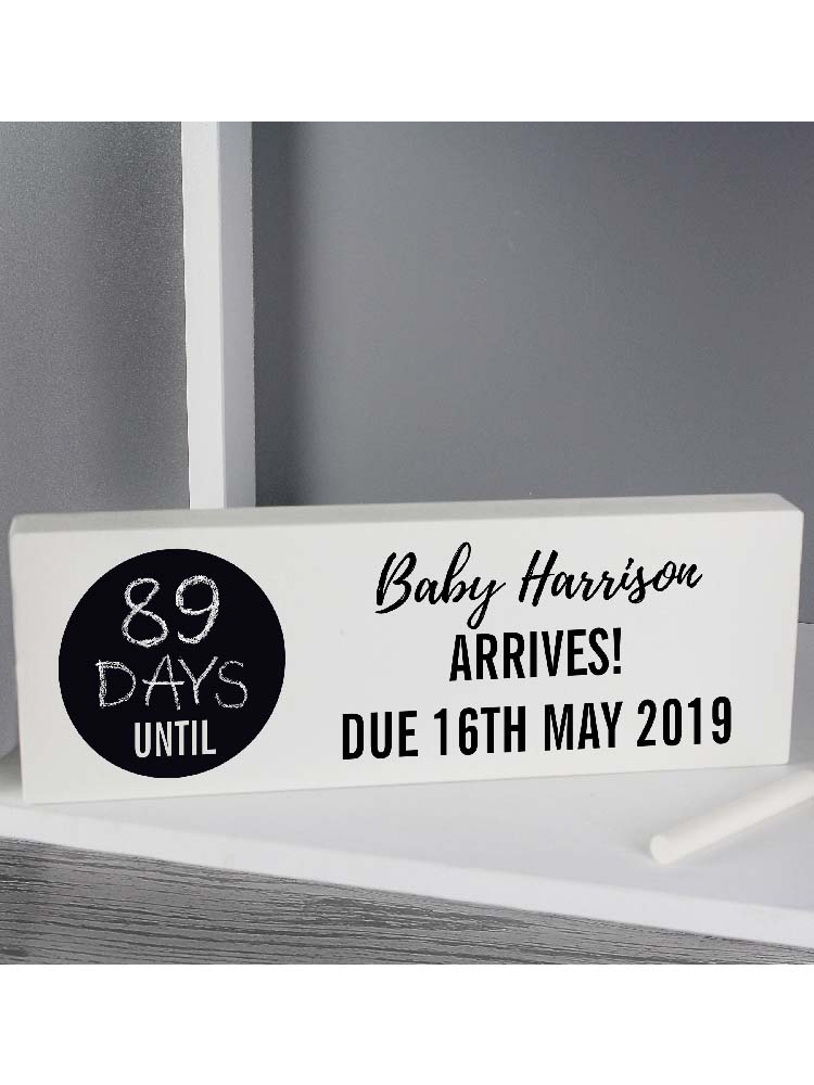 Personalised Classic Chalk Countdown Wooden Block Sign