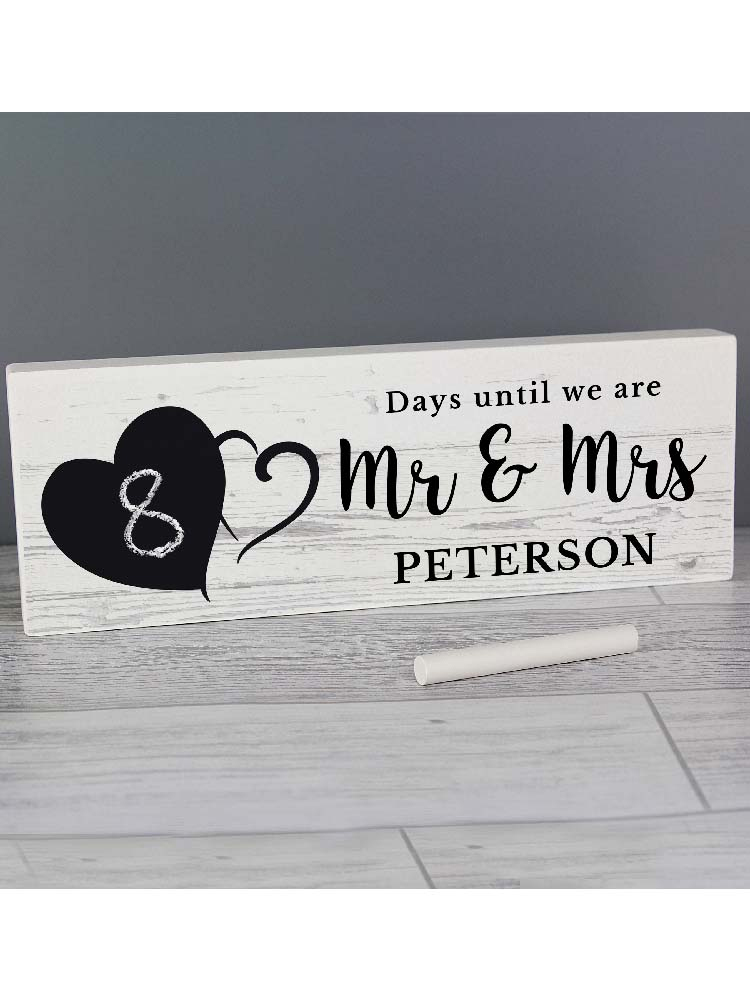 Personalised Rustic Chalk Countdown Wooden Block Sign