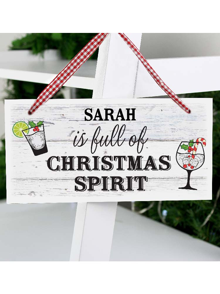 Personalised Christmas Spirit Wooden Sign