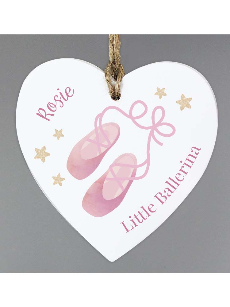 Personalised Swan Lake Ballet Wooden Heart Decoration