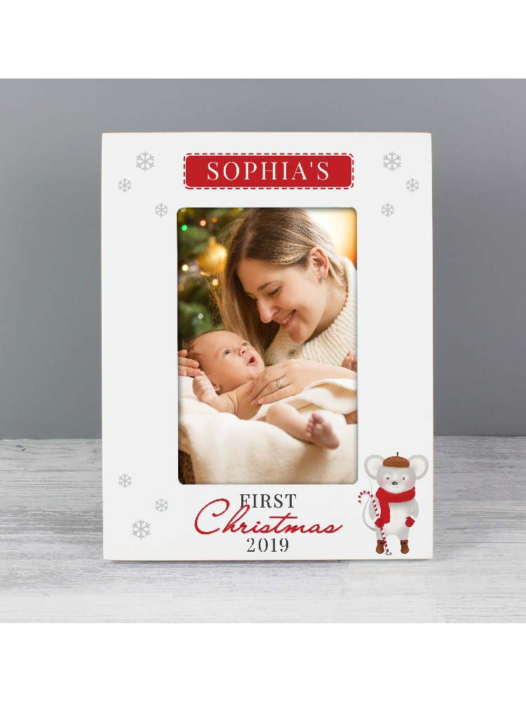 Personalised '1st Christmas' Mouse White 6x4 Photo Frame