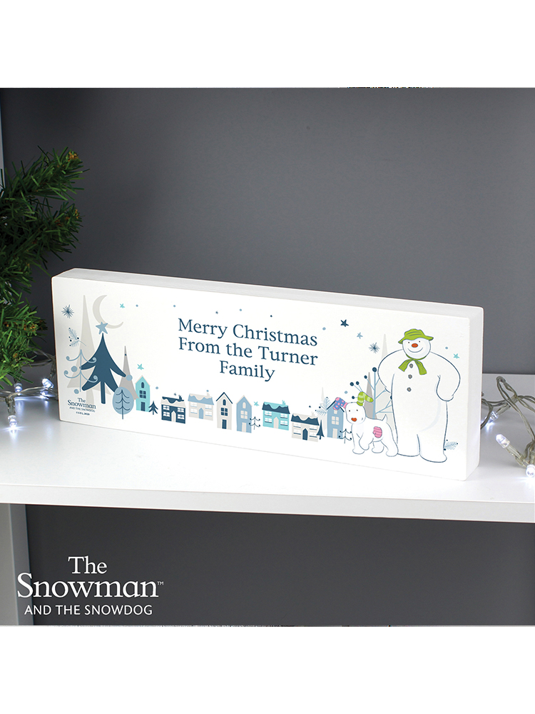 Personalised The Snowman and the Snowdog Wooden Block Sign