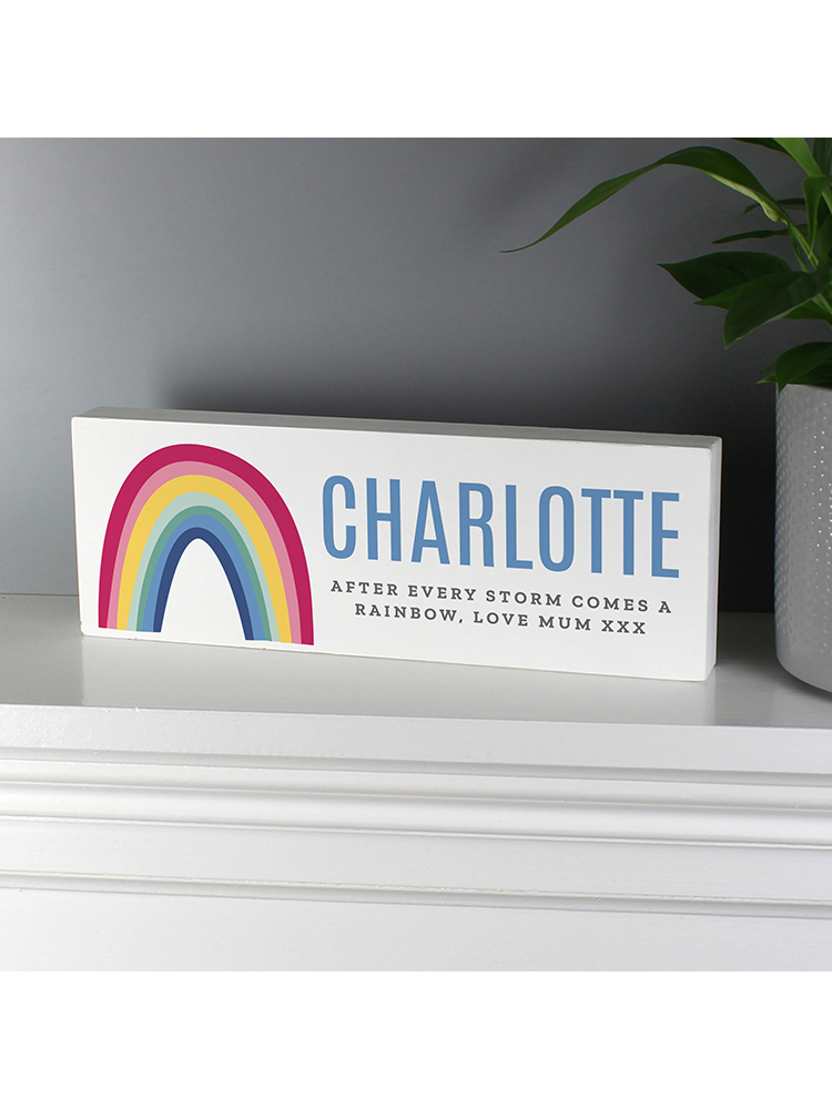 Personalised Rainbow Wooden Block Sign