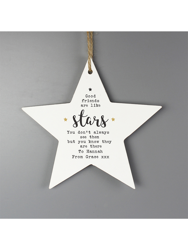 Personalised Good Friends Wooden Star Decoration