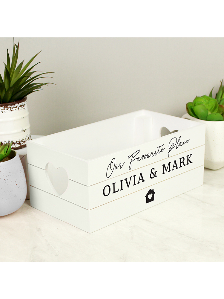 Personalised Home White Wooden Crate