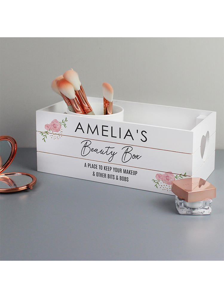 Personalised Abstract Rose White Wooden Crate