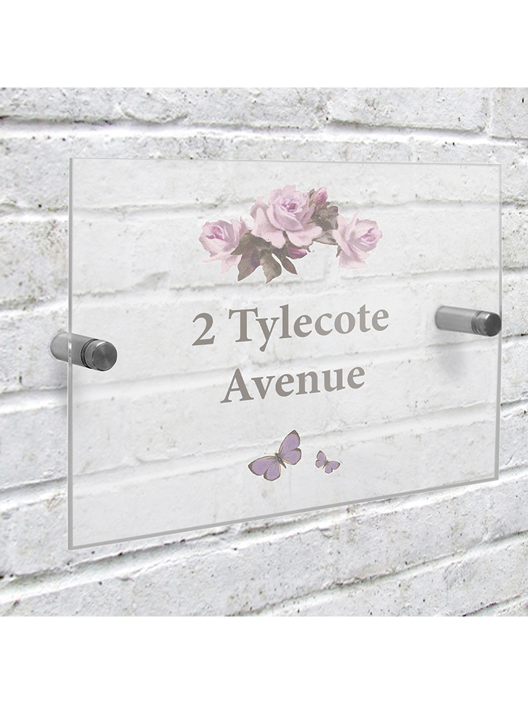 Personalised Vintage Rose Acrylic House Sign