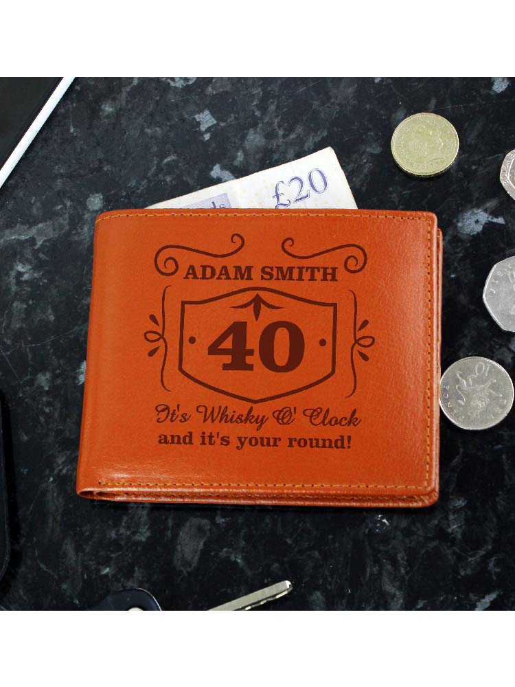 Personalised Classic Whisky Tan Leather Wallet