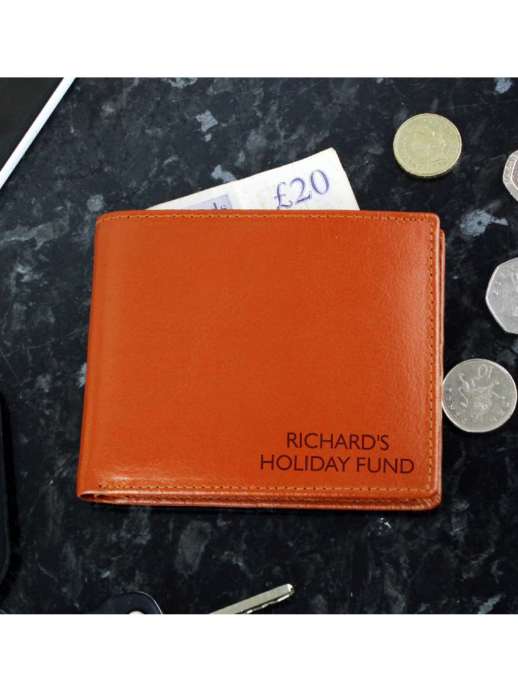 Personalised Message Tan Leather Wallet