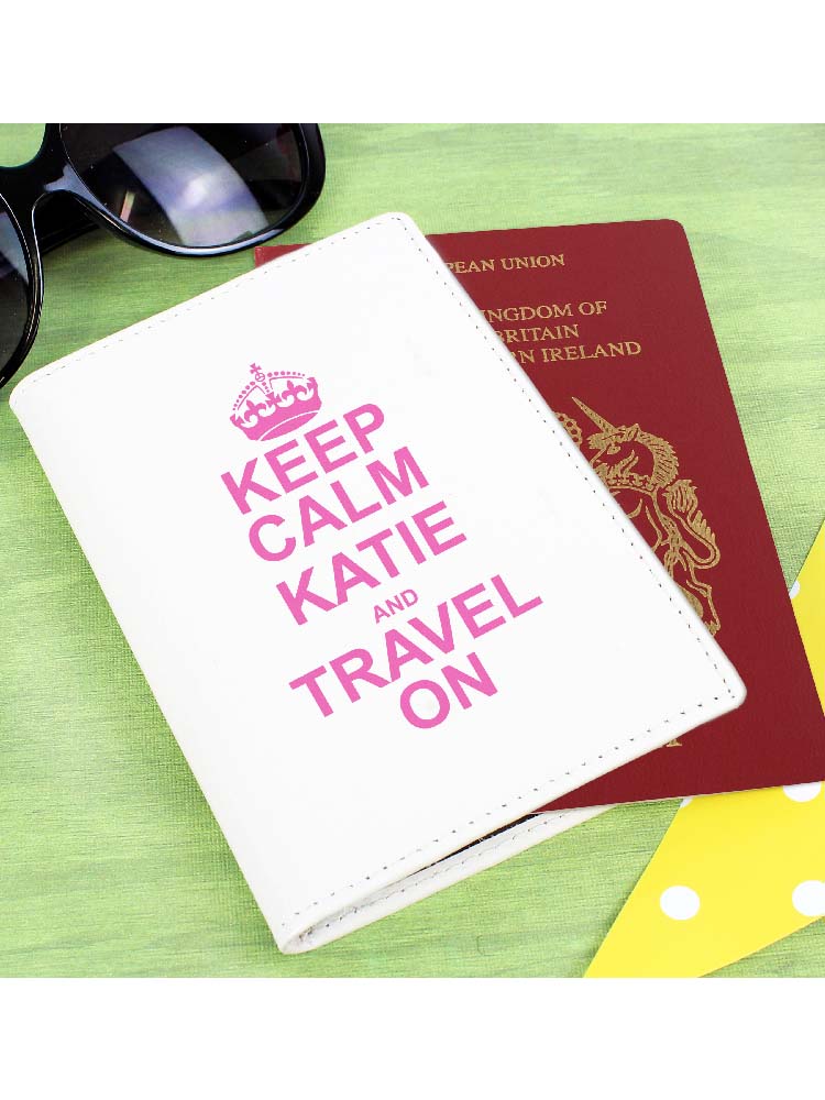 Personalised Keep Calm Cream Passport Holder