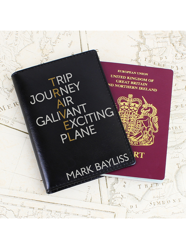 Personalised Travel Black Passport Holder