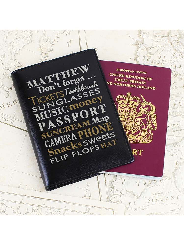 Personalised Dont Forget... Black Passport Holder