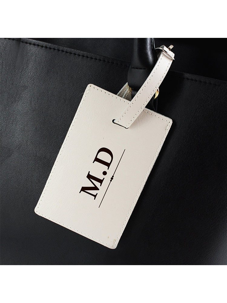 Personalised Classic Initials Cream Luggage Tag