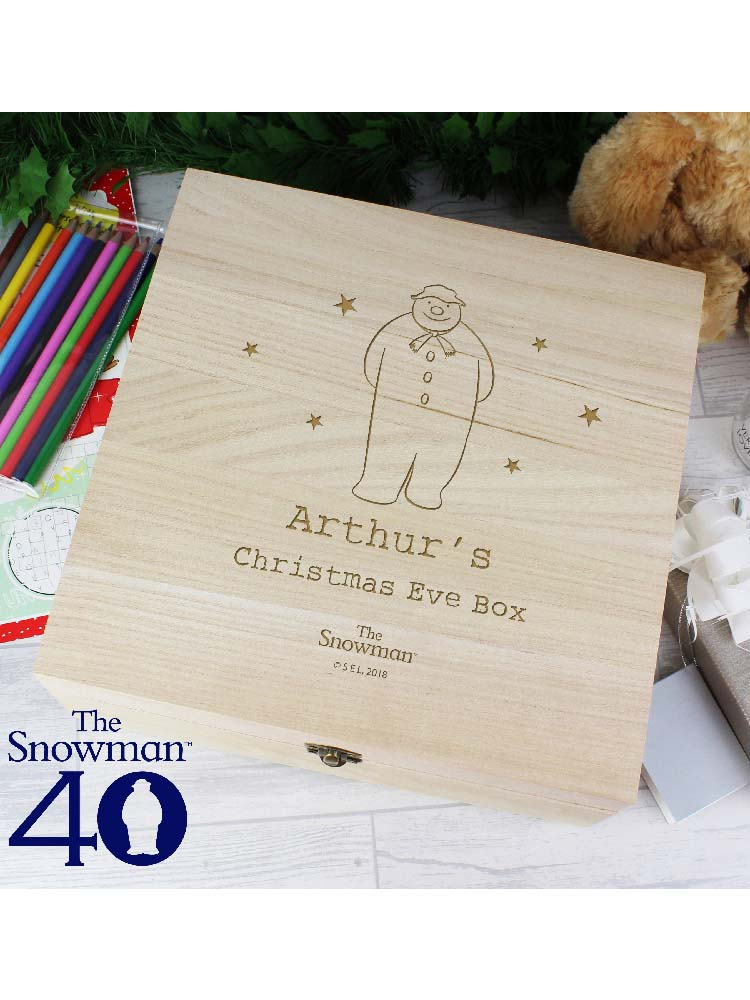 Personalised The Snowman Large Wooden Christmas Eve Box