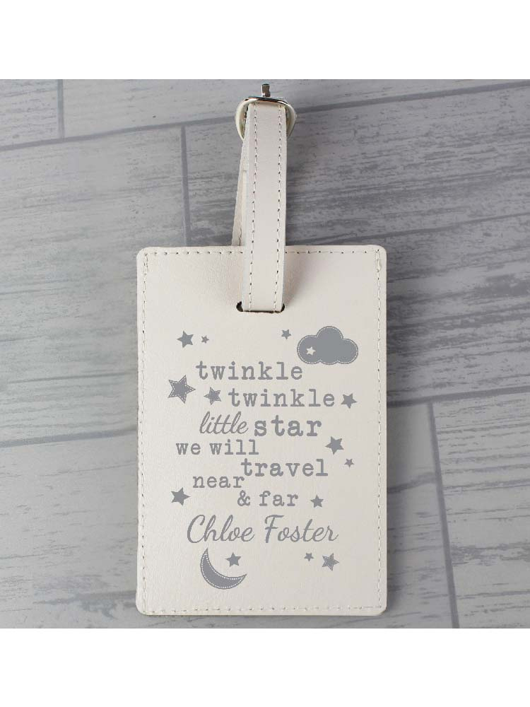 Personalised Twinkle Twinkle Cream Luggage Tag