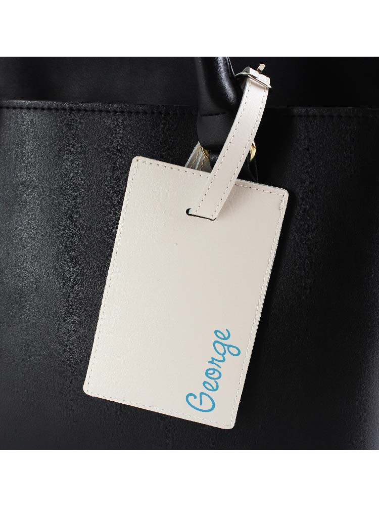 Personalised Blue Name Cream Luggage Tag