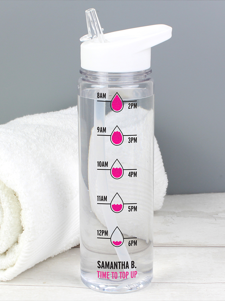 Personalised Pink 'Hydration Tracker' Island Water Bottle