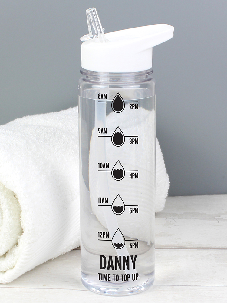 Personalised Black 'Hydration Tracker' Island Water Bottle