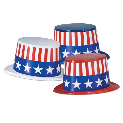 Plastic Top Hats with USA Band