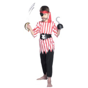 Red Stripe Pirate Boy Costume