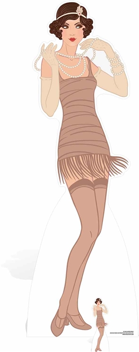 Gatsby 1920s Beige Flapper Girl - Cardboard Cutout