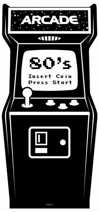 Golden Age Black and White Video Arcade - Cardboard Cutout