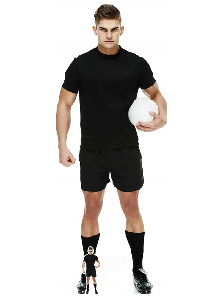 Rugby Player In Black Cardboard Cutout