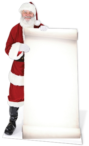 Santa with Large Sign - Cardboard Cutout