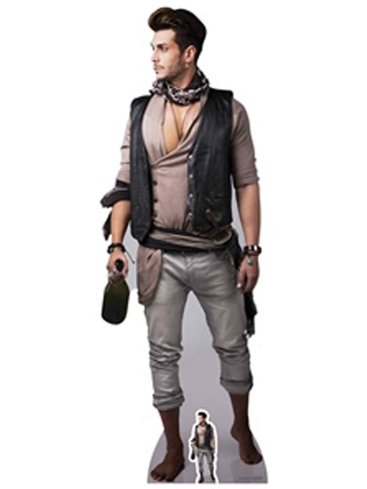  Male Pirate with Bottle of Rum Cardboard Cutout