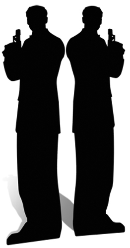 Secret Agent Double Male Silhouette Black - Cardboard Cutout