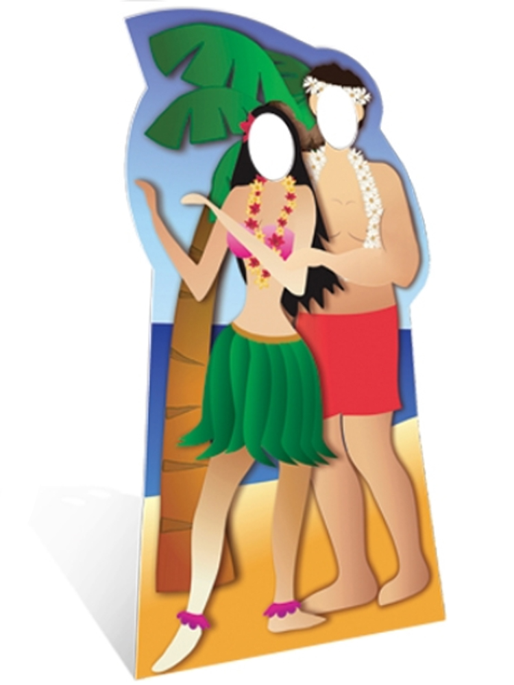 Hawaiian Couple Stand in Cardboard Cut Out 