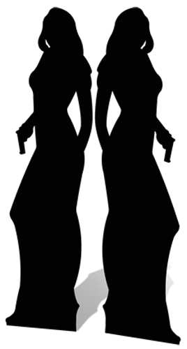 Secret Agent Double Girl Silhouette Black - Cardboard Cutout