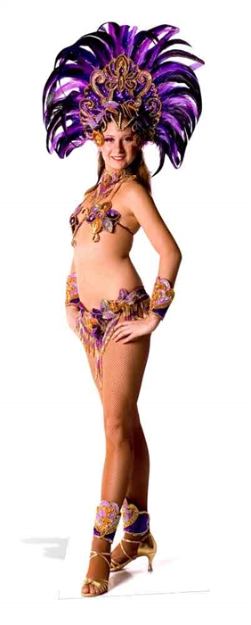 Carnival Purple Peacock Babe - Cardboard Cutout