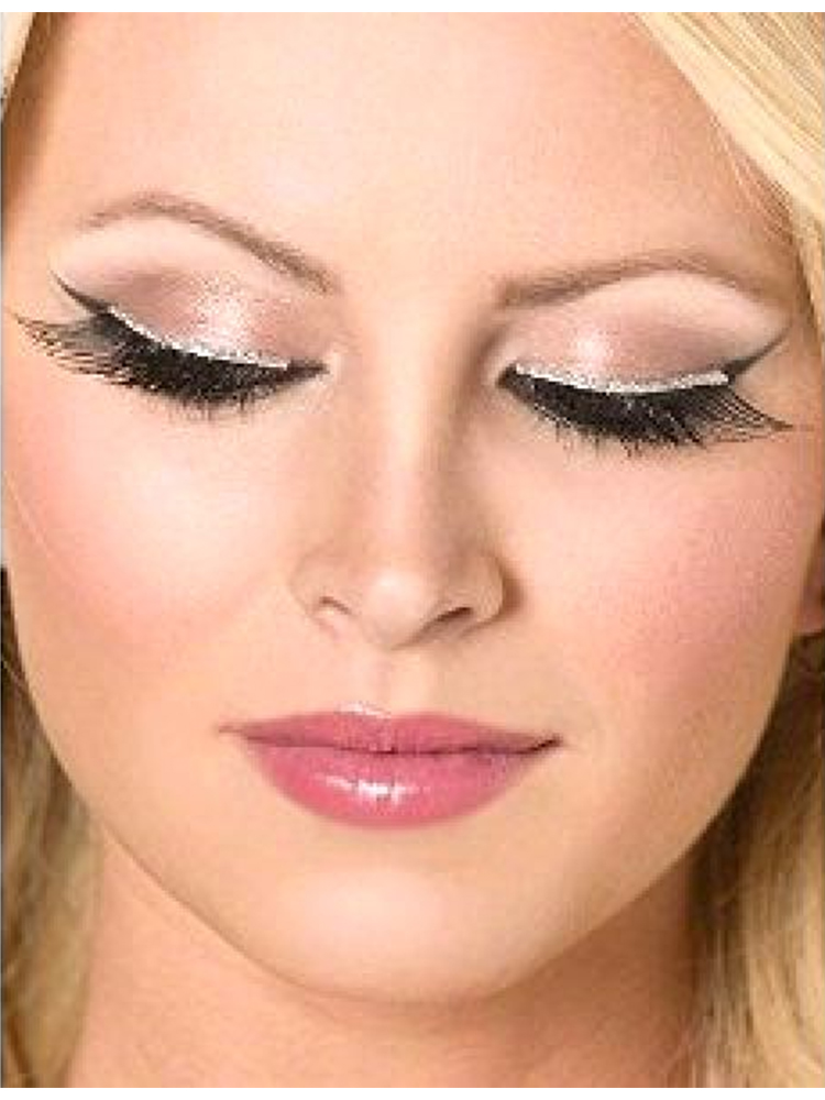 Glitter Eyelashes - Black and Silver - contains Glue