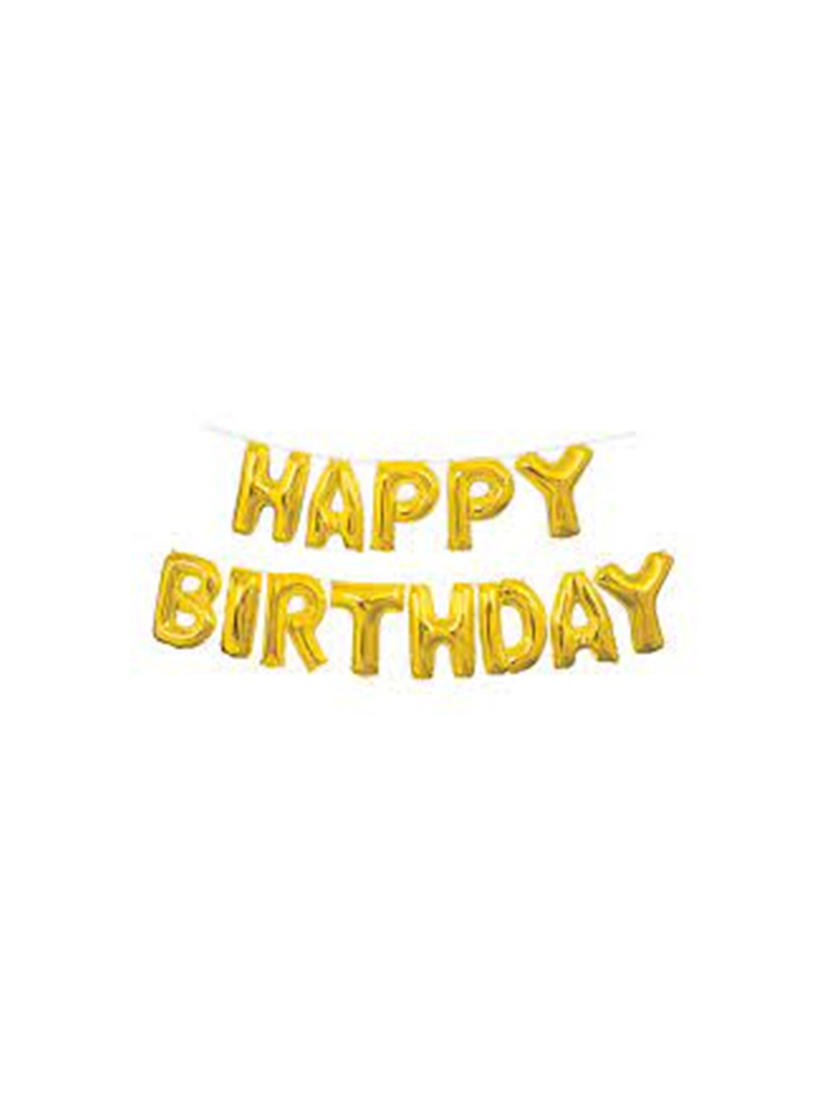 Happy Birthday Balloon Banner - Gold