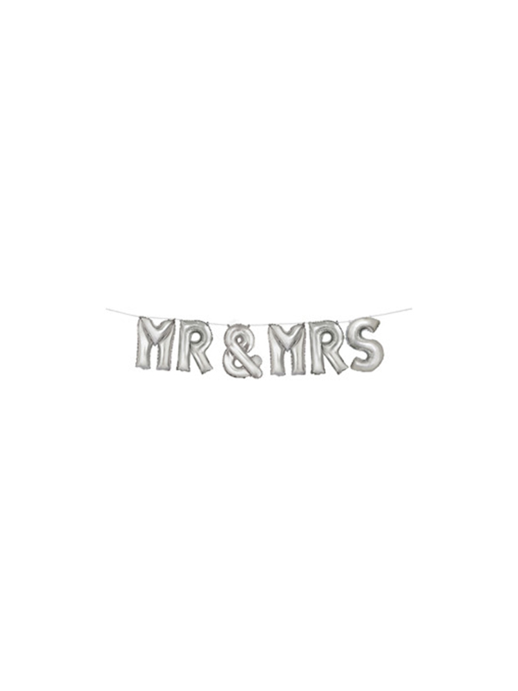 Mr & Mrs Balloon Banner - Silver 