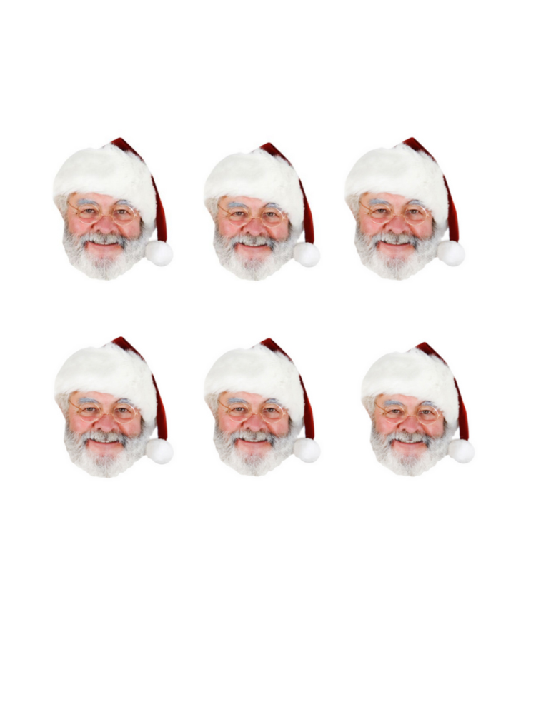 Father Christmas Masks Six Pack of Santa Clause Cardboard Masks 