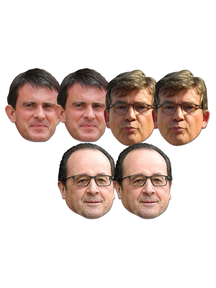 Amazing Six Pack of Masks Includes 2 x Manuel Valls 2 x Francois Hollande 2 x Arnaud Montebourg
