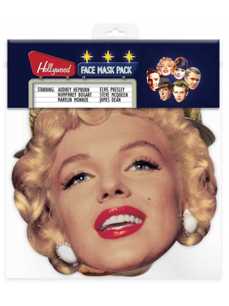 Hollywood Masks (Audrey Hepburn, Steve McQueen, Marilyn Monroe, James Dean, Elvis, Humphrey Bogart)