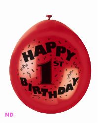 'HAPPY 1st BIRTHDAY'  9" Latex Balloons (10)   