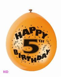 Balloons 'HAPPY 5th BIRTHDAY' 9" Latex Balloons (10)    