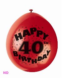 'HAPPY 40th BIRTHDAY'  9" Latex Balloons (10)   