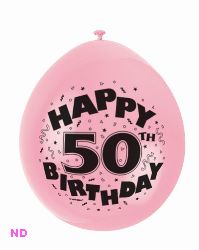Balloons 'HAPPY 50th BIRTHDAY'  9" Latex Balloons (10)  